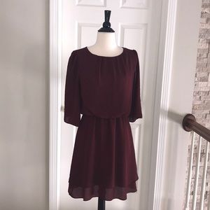 Burgundy peasant dress
